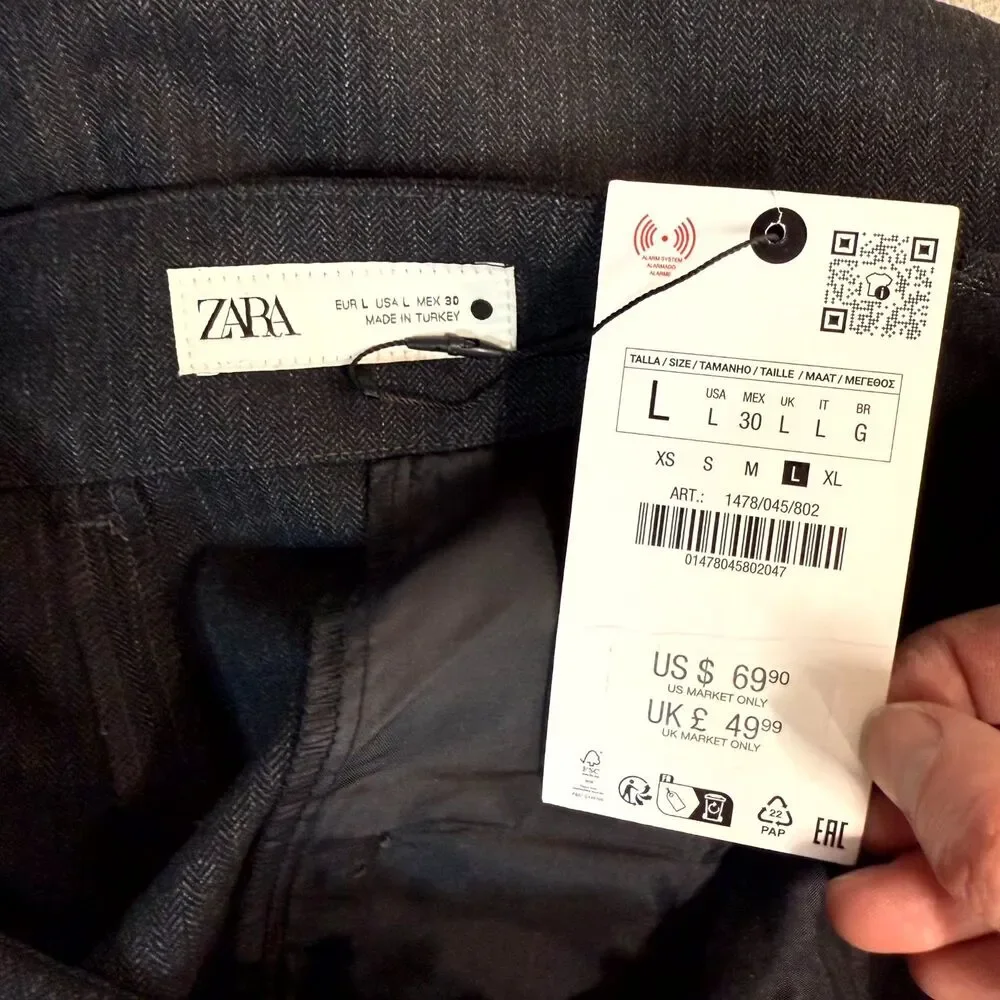 Zara Black/Brown Dress‎ Pants Mens Size L NEW